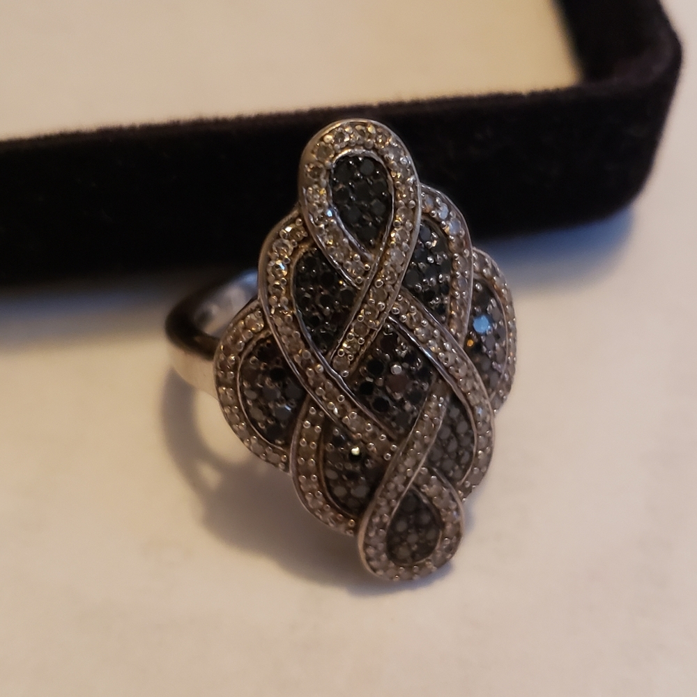Black and White Marquis style Diamond Ring